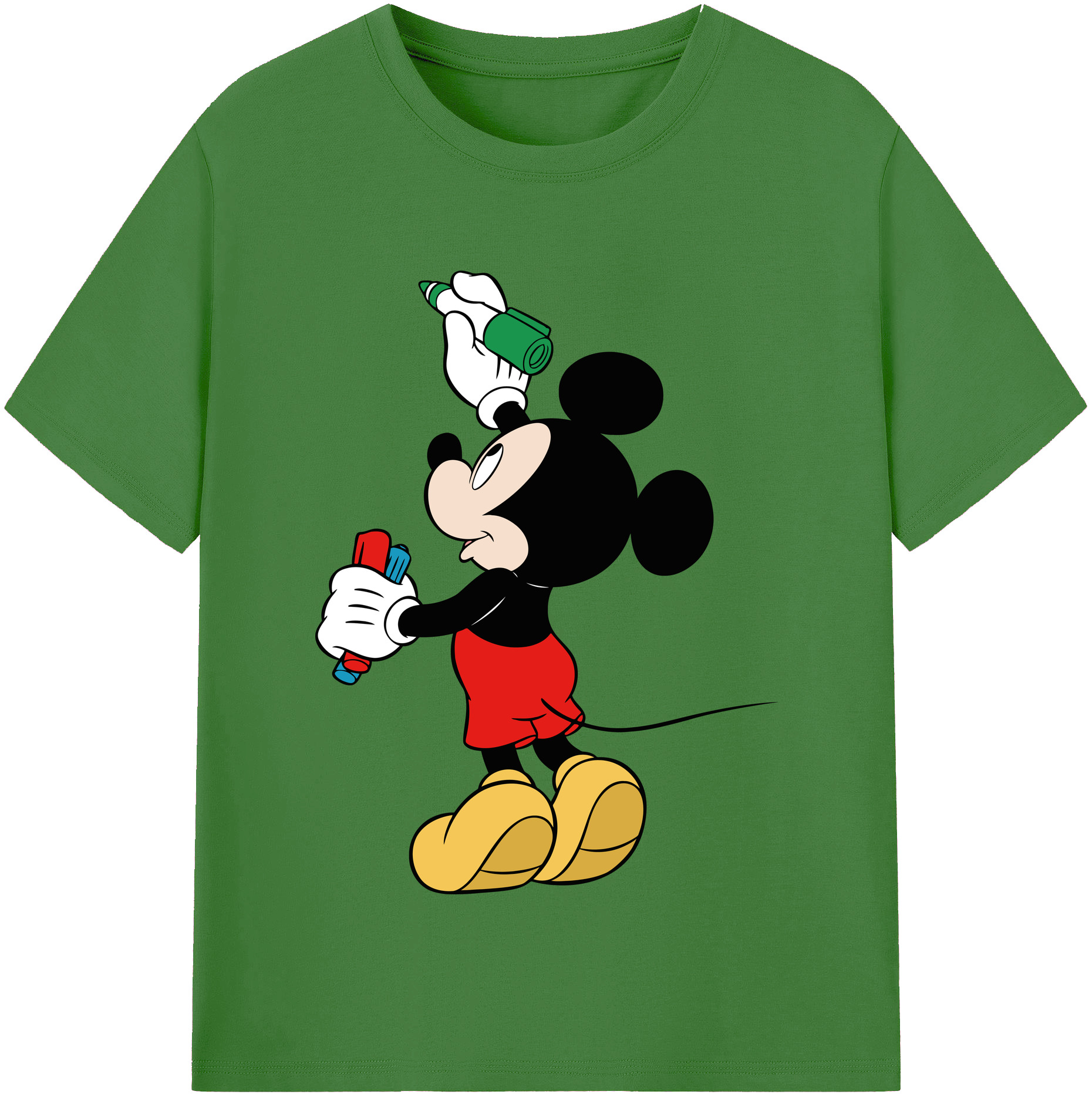 （画像用） ミッキーマウス Mickey Mouse レディースカジュアルプリントTシャツ（綿100％）